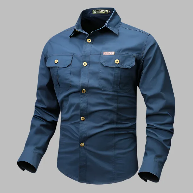 Spring Autumn Men Cotton Long Sleeve Cargo Shirts Man Casual Polo Pilot Shirts Male Safari Outdoor Streetwear Work Shirt Blouses