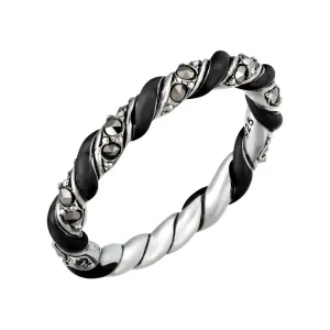 Stardust Pavé Thin Reef Ribbon Sterling Silver Ring