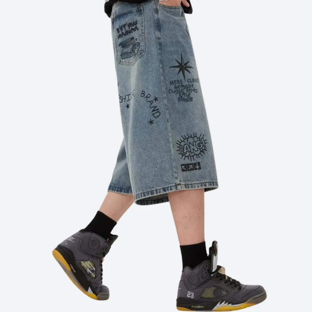 Street Graffiti Denim Shorts