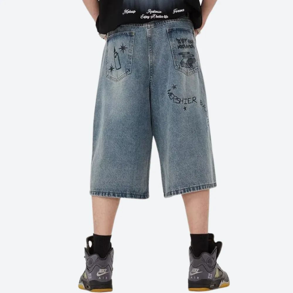Street Graffiti Denim Shorts