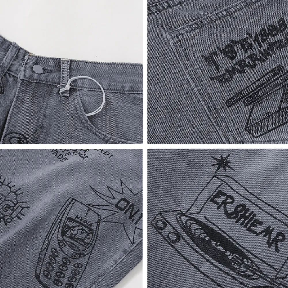 Street Graffiti Denim Shorts