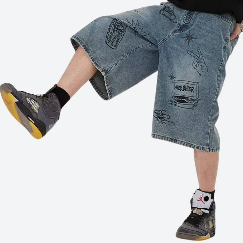 Street Graffiti Denim Shorts