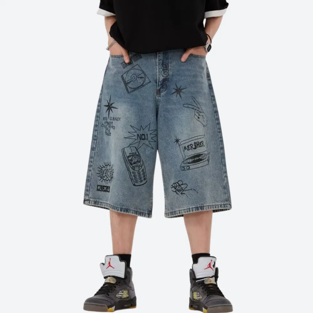 Street Graffiti Denim Shorts