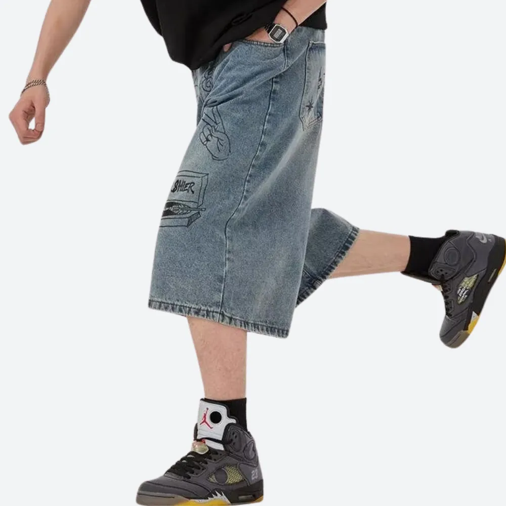 Street Graffiti Denim Shorts