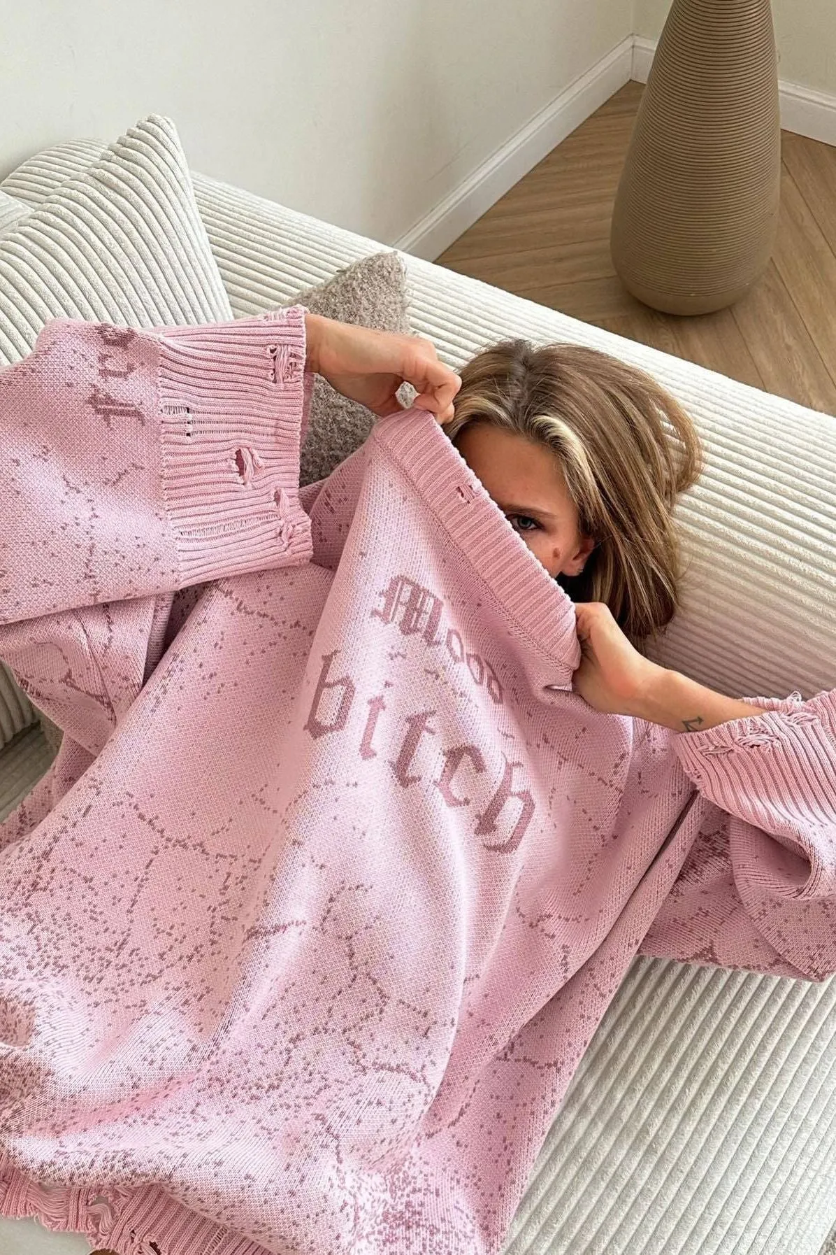 Street style loose letter embroidered sweatshirt