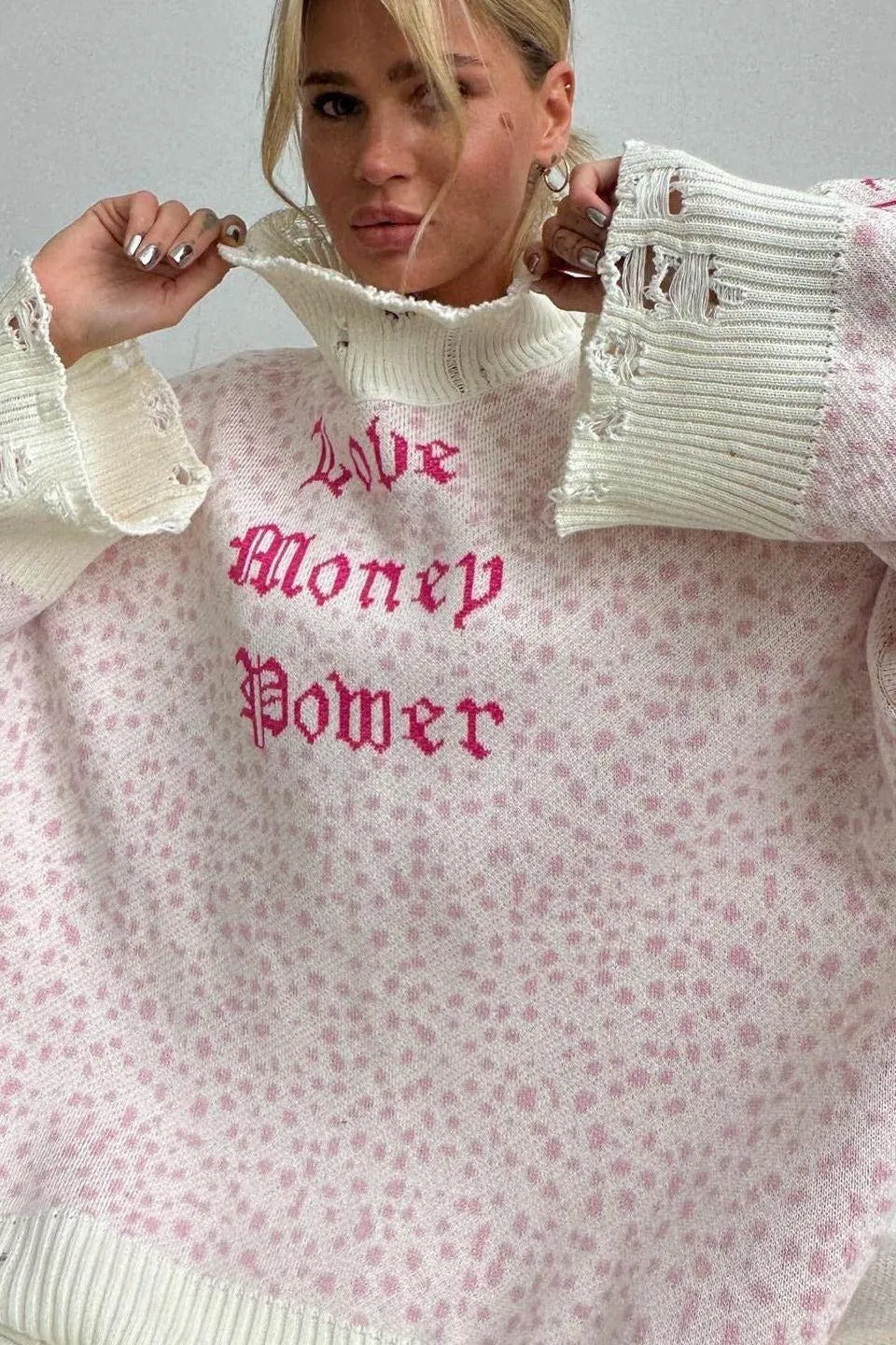 Street style loose letter embroidered sweatshirt