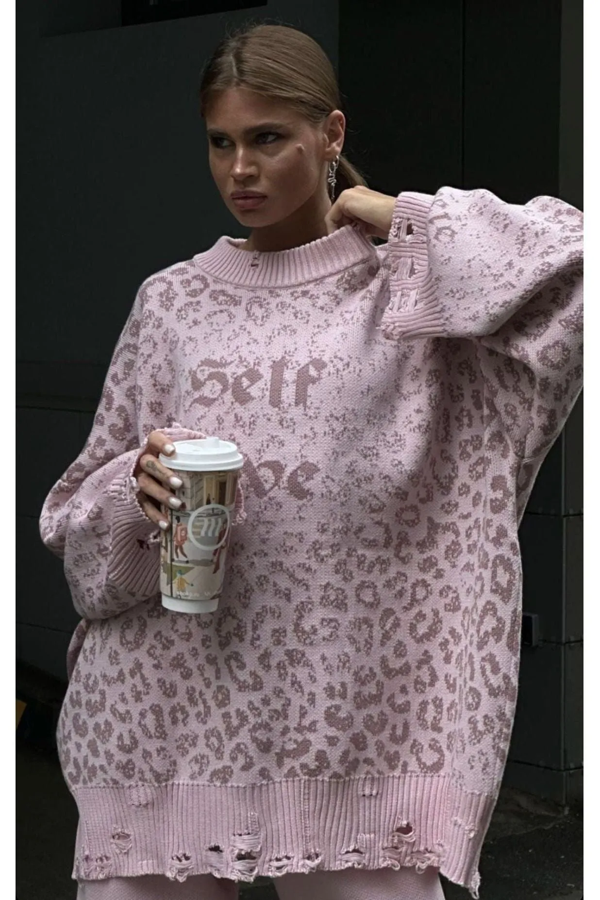 Street style loose letter embroidered sweatshirt