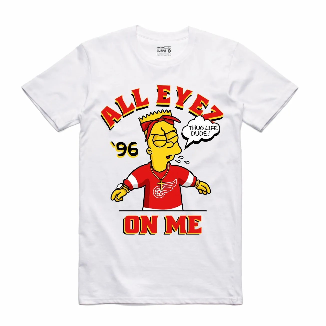 Streetwear on Demand BOOTLEG THUG BART TEE WHITE