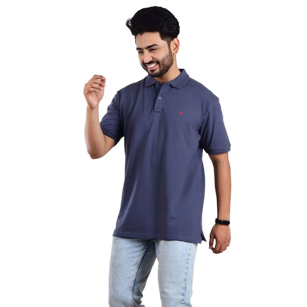 Stylish Casual Fit Polo Neck T-Shirts For Men Size M Color Navy Blue