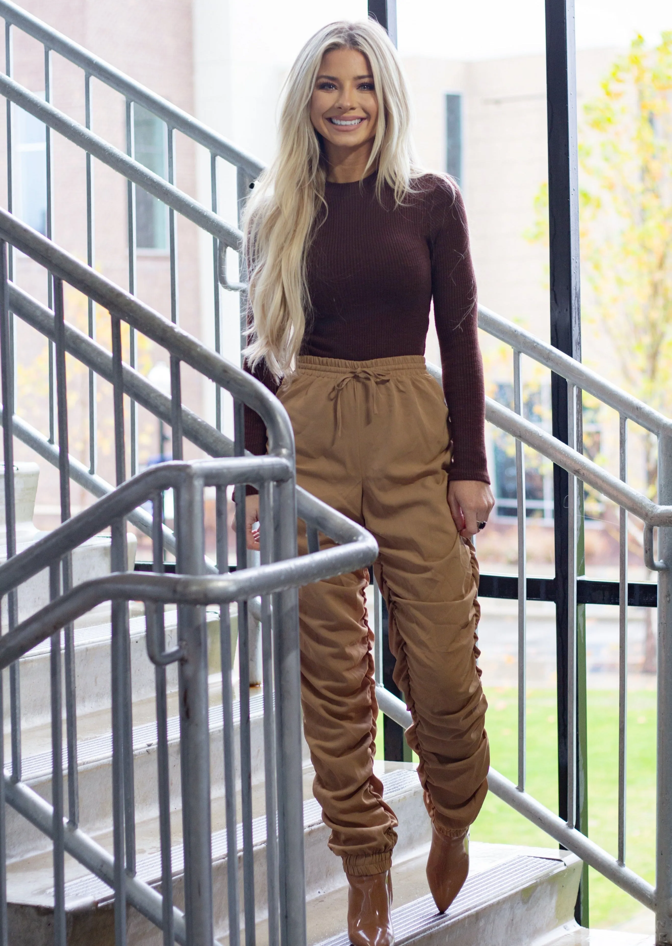 Subtle Statement Ruched Joggers