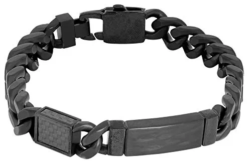 Tateossian Meccanico Black Carbon Fibre, Black Plated Stainless Steel