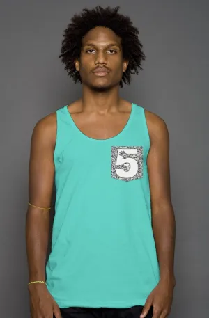 Teal Cement Print Pocket Tank | Graphic Tee, Streetwear