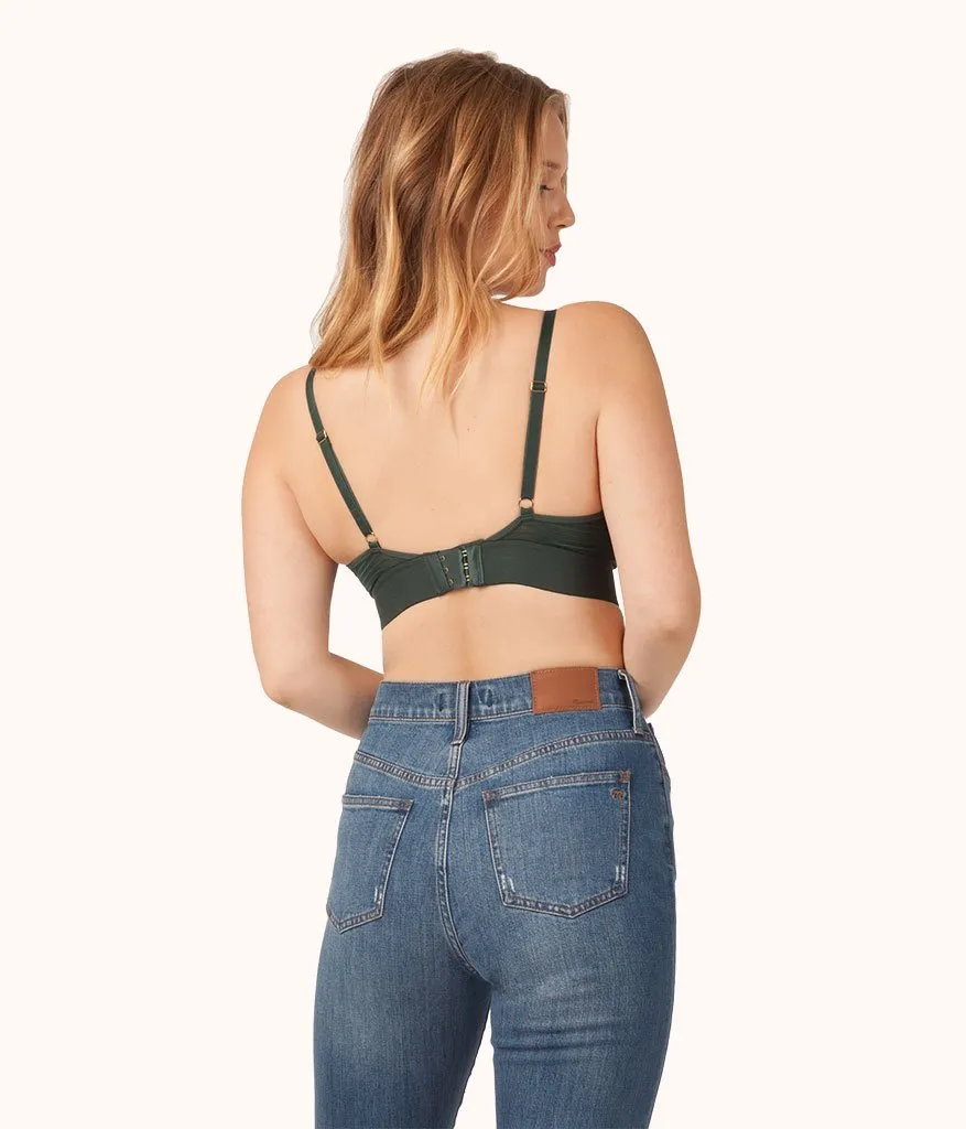 The Busty Stripe Mesh Bralette: Emerald