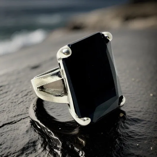 The Urban Charm Jet Black Crystal Signature Statement Ring