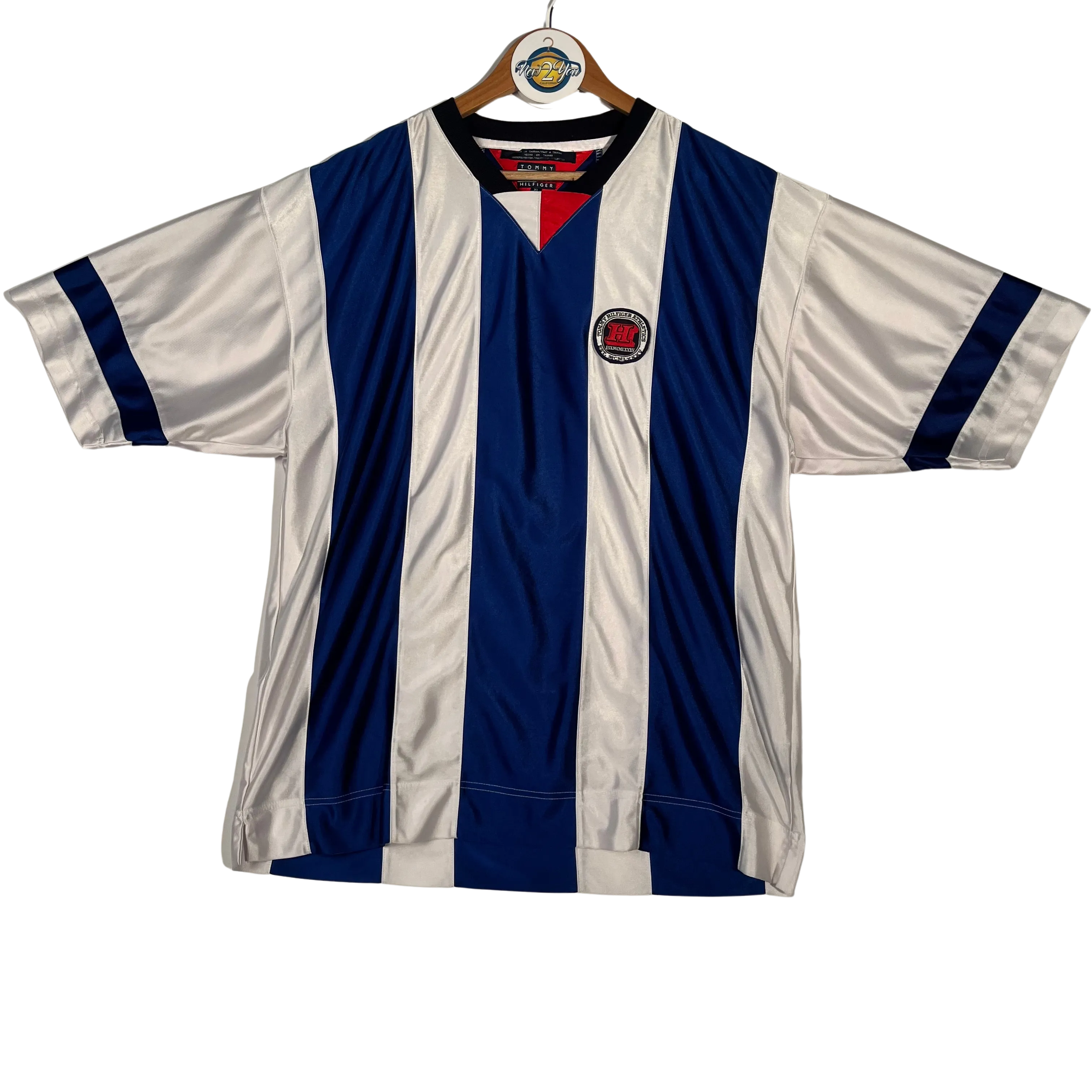Tommy Hilfiger Blue and White Soccer Jersey