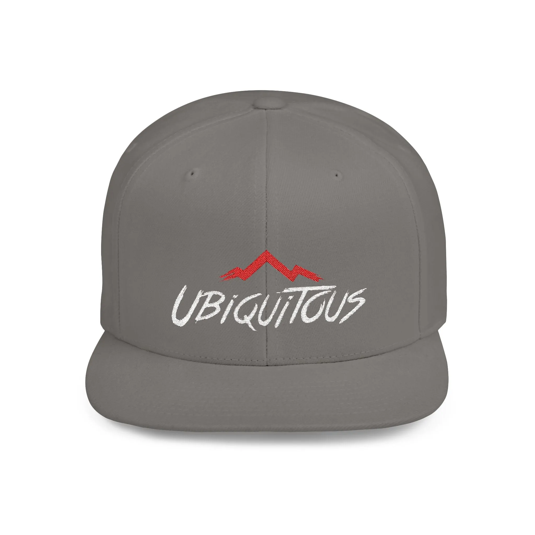 Ubiquitous Flat Bill Snapback Hat - Trendy Mountain Design for Adventurers