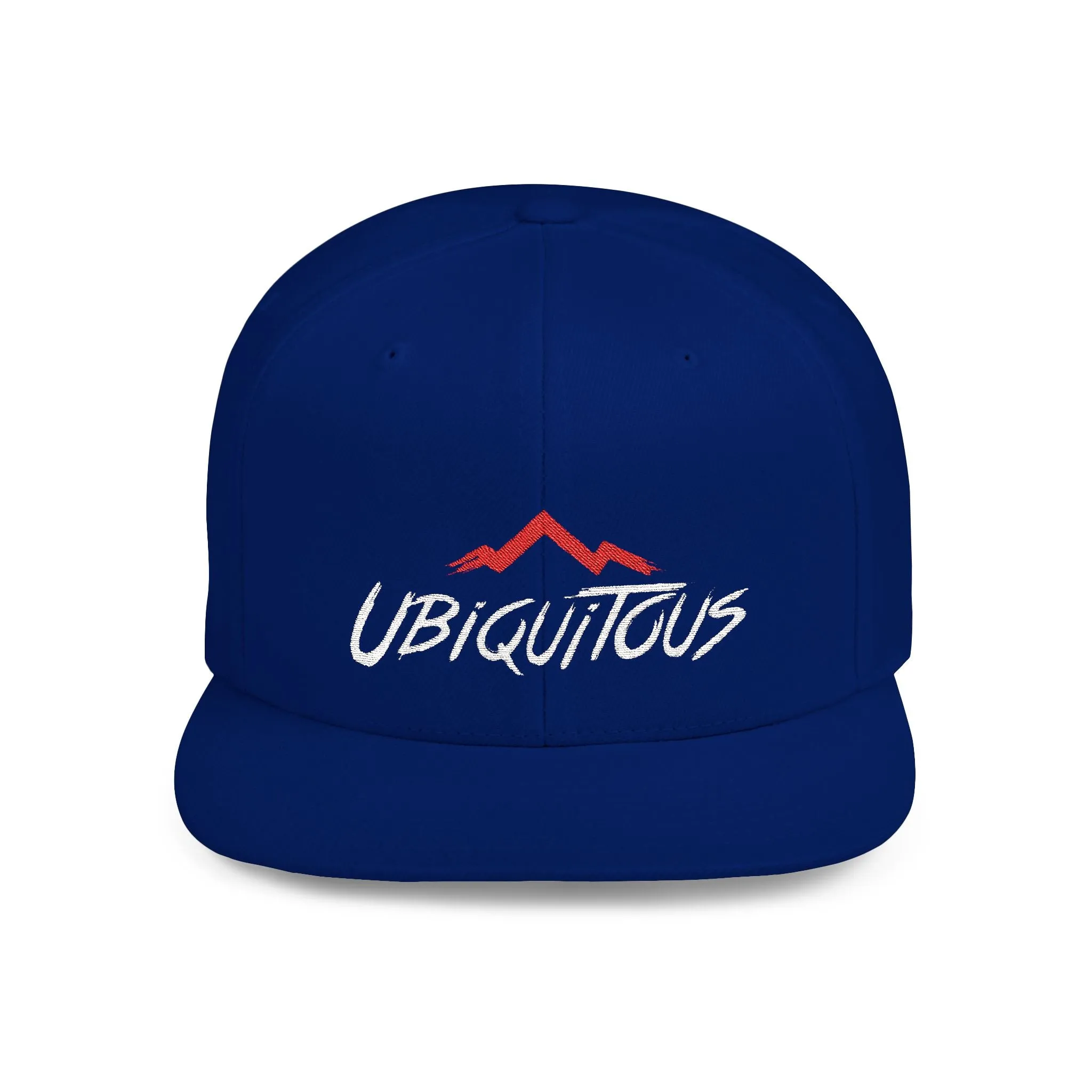 Ubiquitous Flat Bill Snapback Hat - Trendy Mountain Design for Adventurers