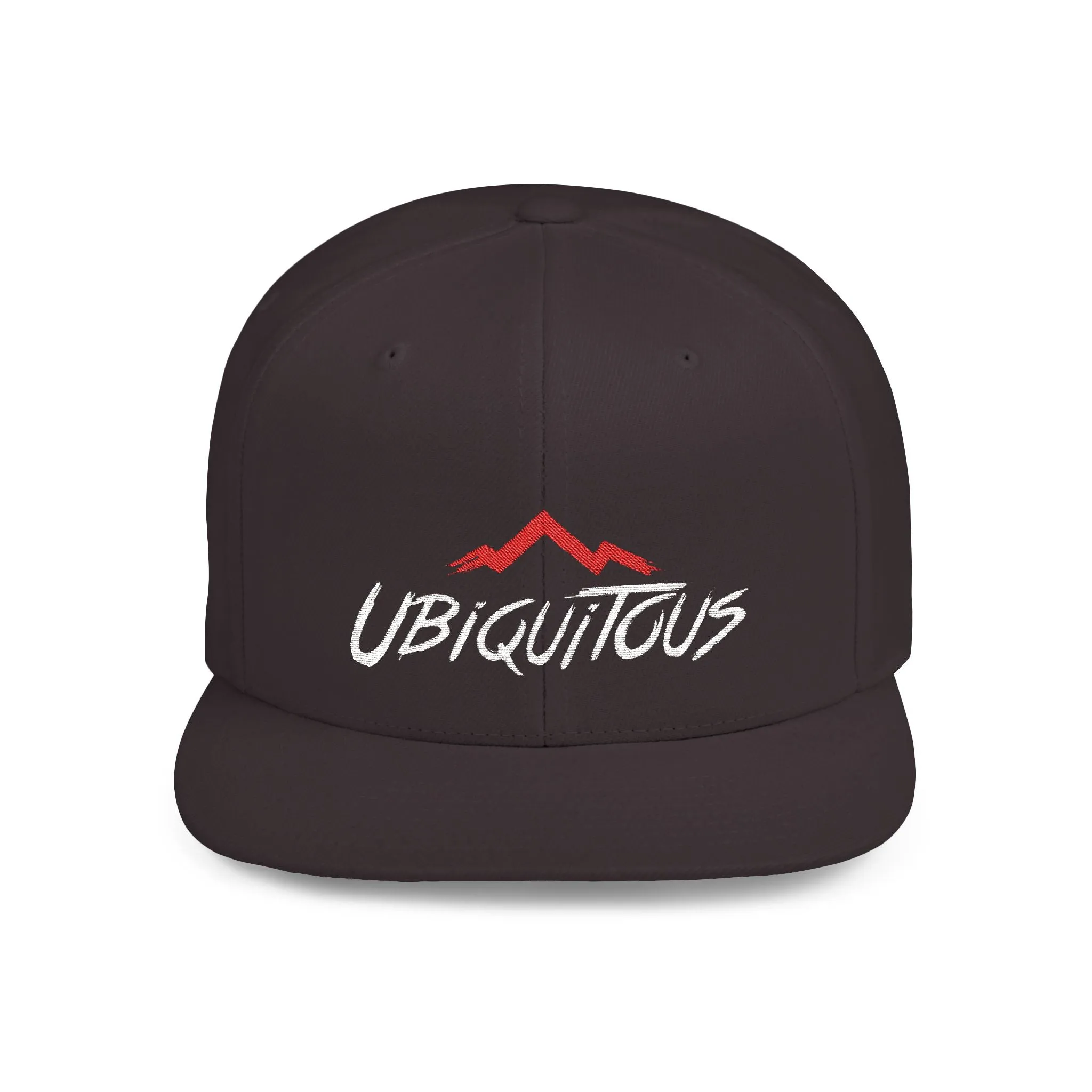 Ubiquitous Flat Bill Snapback Hat - Trendy Mountain Design for Adventurers