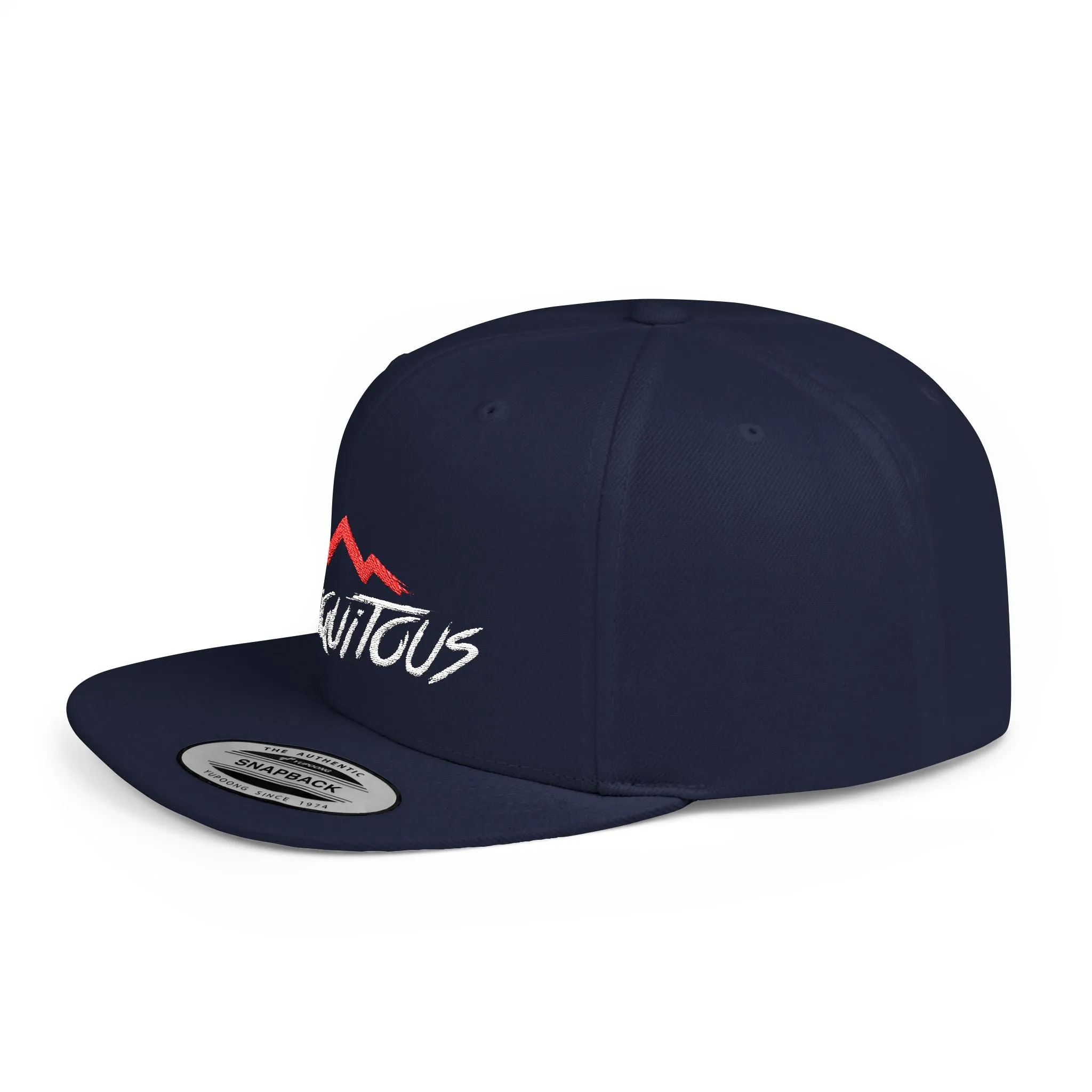 Ubiquitous Flat Bill Snapback Hat - Trendy Mountain Design for Adventurers