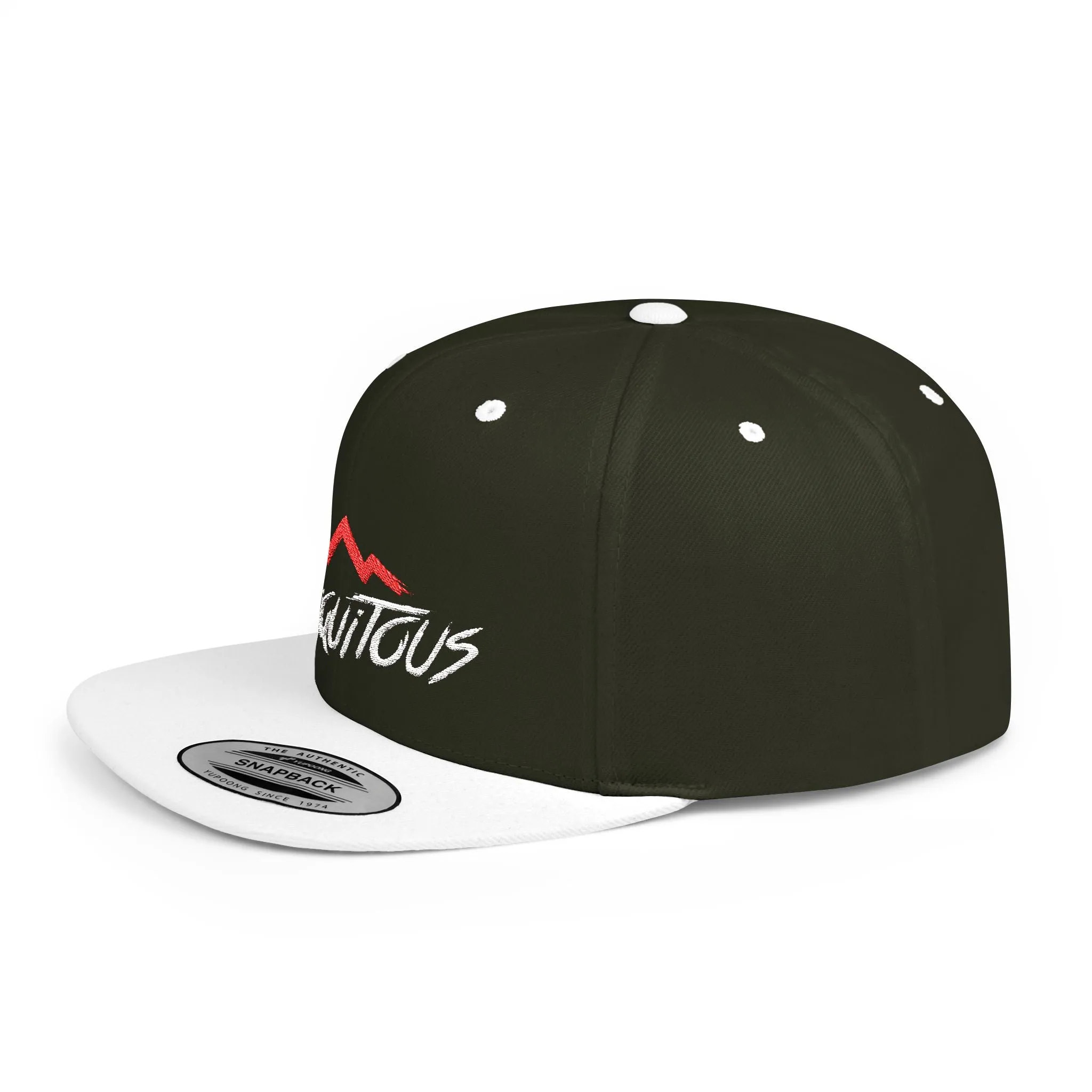 Ubiquitous Flat Bill Snapback Hat - Trendy Mountain Design for Adventurers