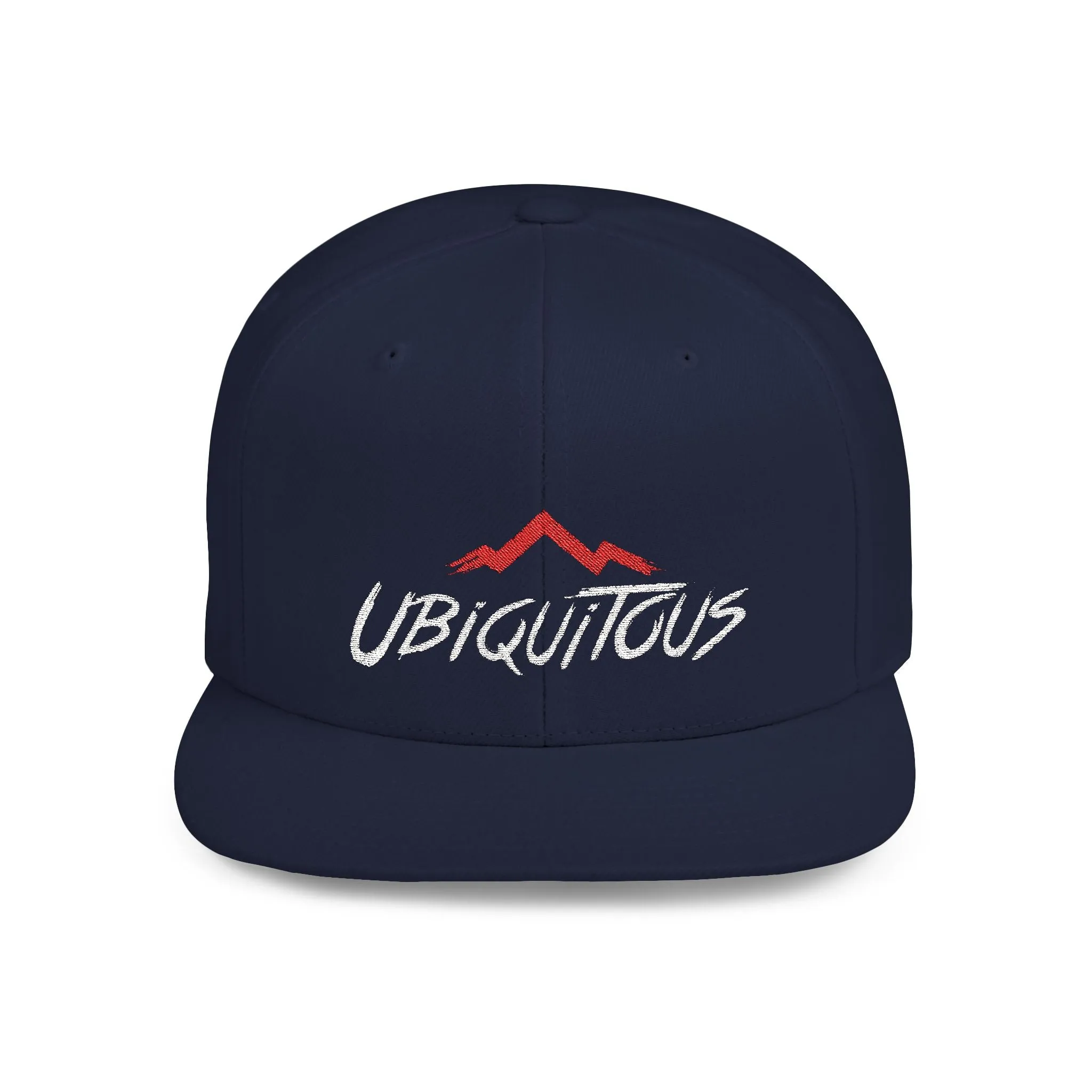 Ubiquitous Flat Bill Snapback Hat - Trendy Mountain Design for Adventurers