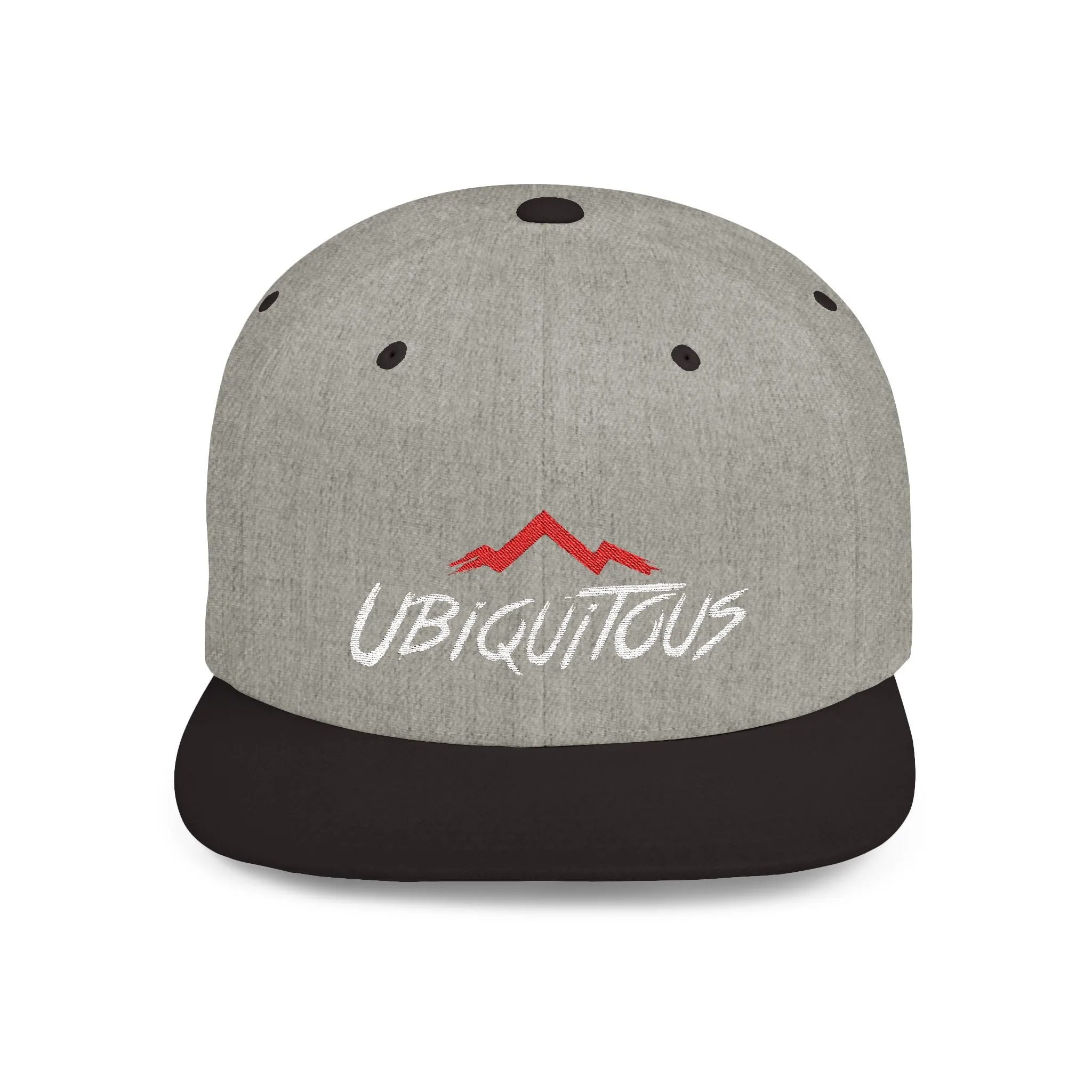 Ubiquitous Flat Bill Snapback Hat - Trendy Mountain Design for Adventurers