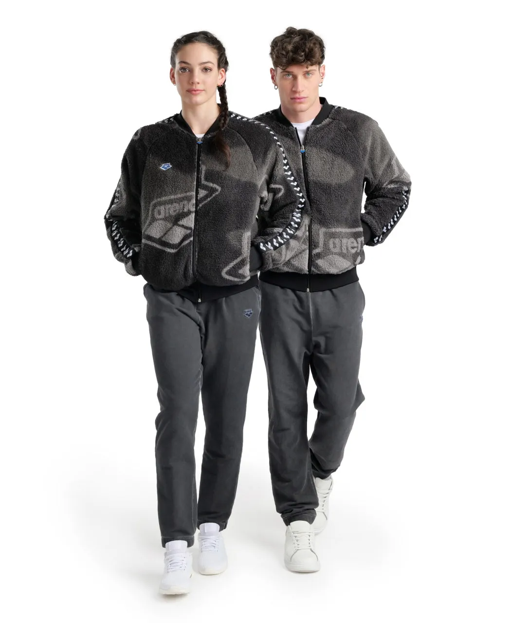 Unisex Arena Relax IV Team Jacket Polar - Smoke Grey Heather-Black-White