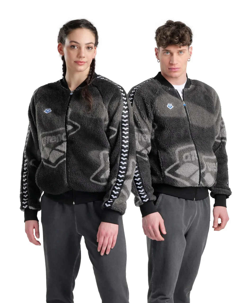 Unisex Arena Relax IV Team Jacket Polar - Smoke Grey Heather-Black-White