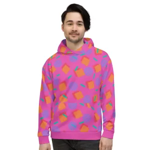 Unisex Hoodie, 80s Memphis Pink Cubic Circular