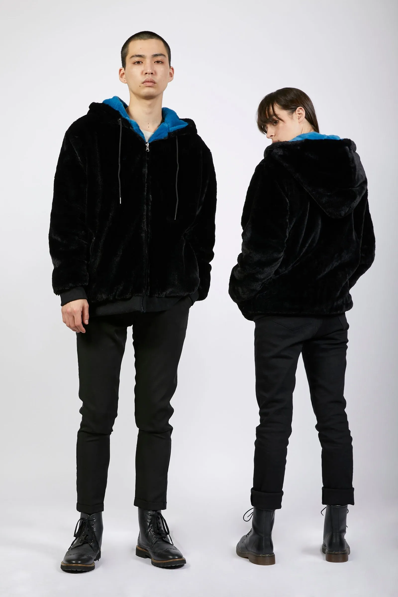 Unisex Reversible Faux Fur Hoodie