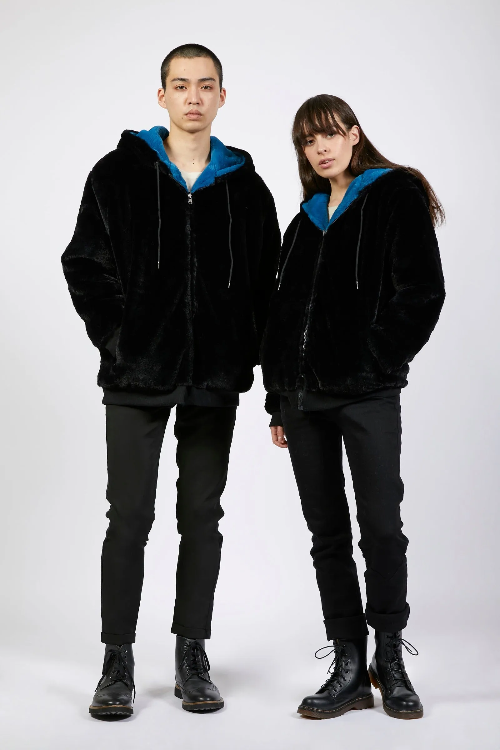 Unisex Reversible Faux Fur Hoodie