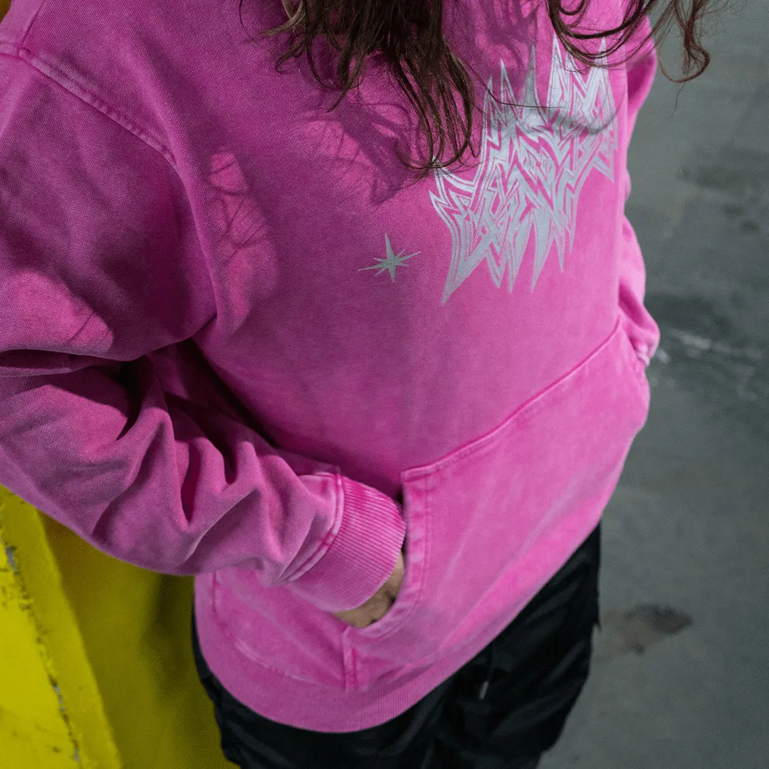 Universe 7 Oversized Heavy Weight Acid Wash Hoodie - Pink