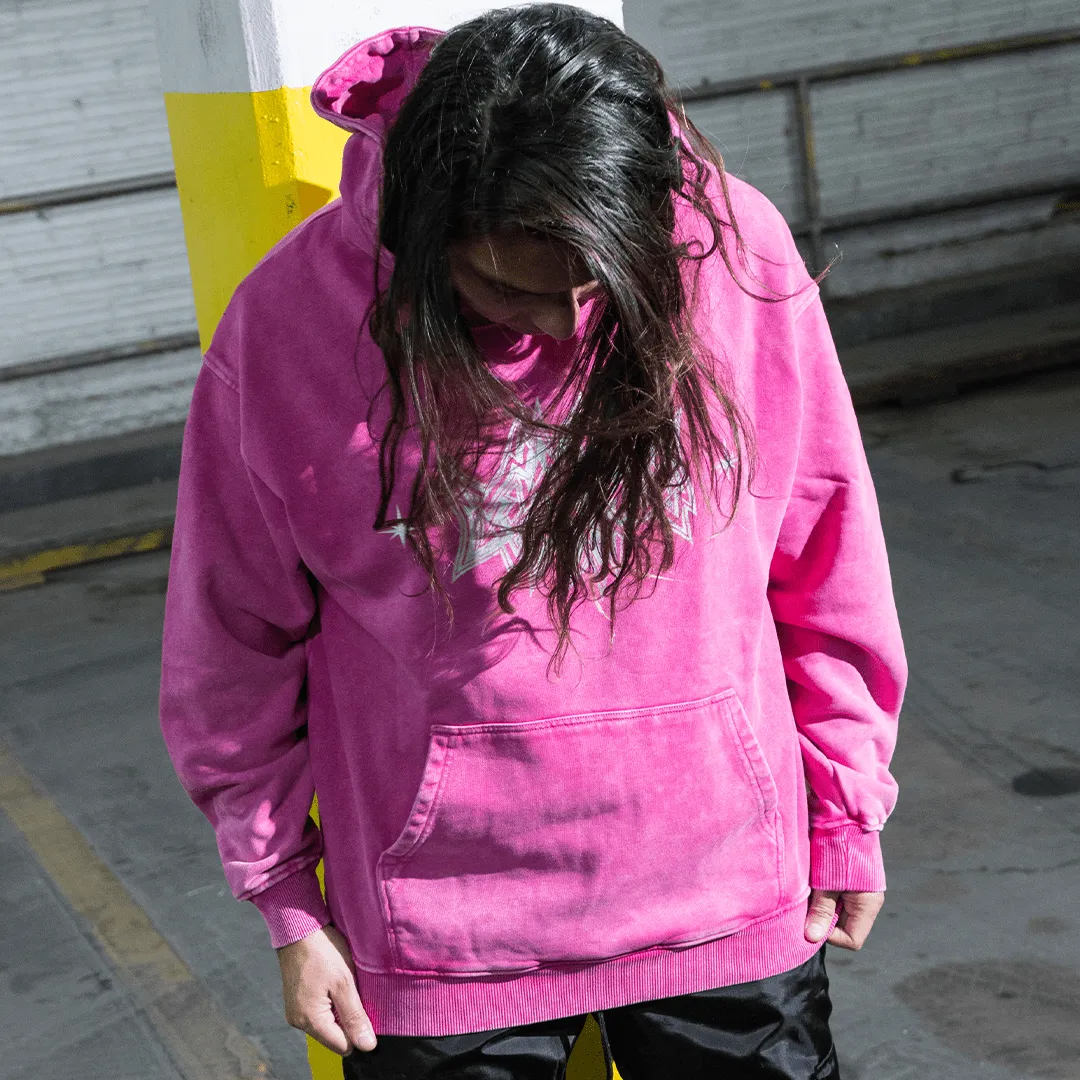 Universe 7 Oversized Heavy Weight Acid Wash Hoodie - Pink