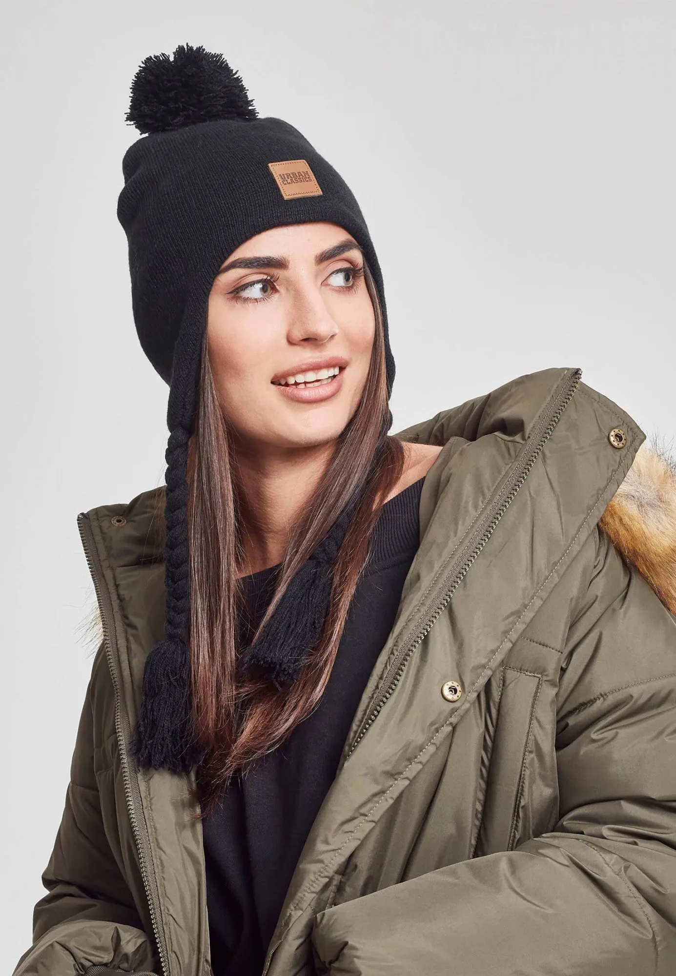 Urban Classics Pompom Knit Beanie Black