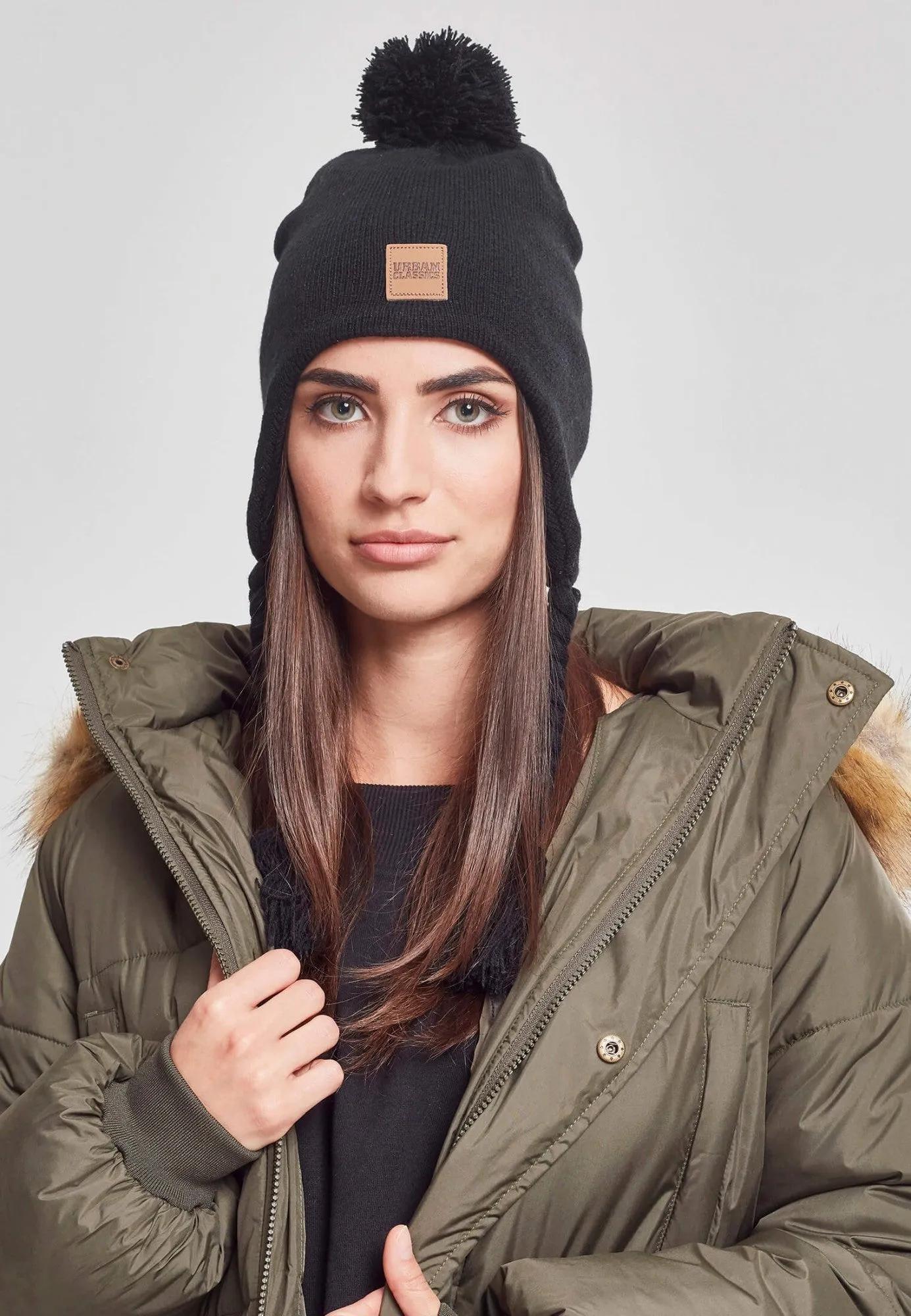Urban Classics Pompom Knit Beanie Black
