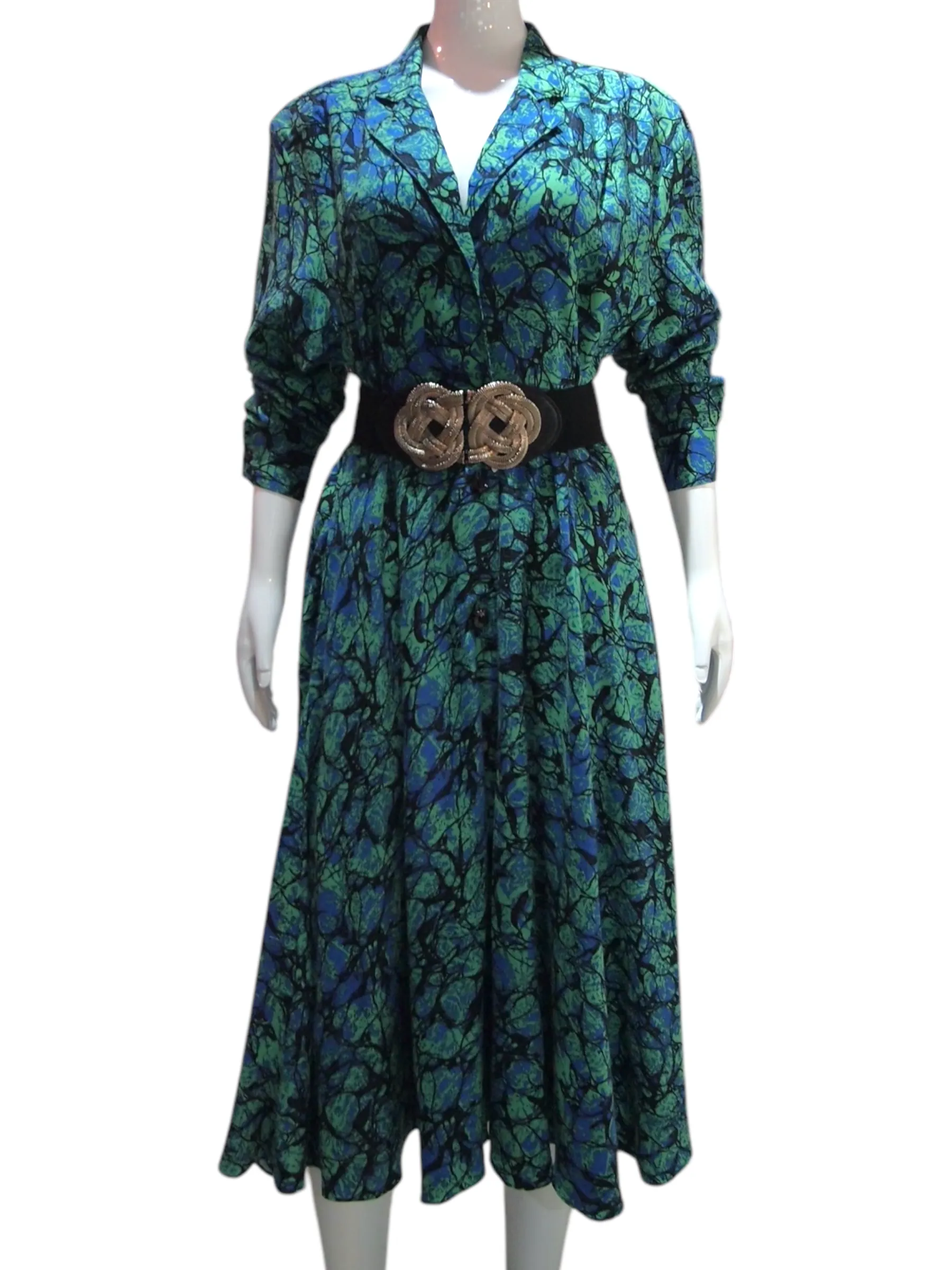 Urban Cool - Green Black Edgy Print Vintage Dress