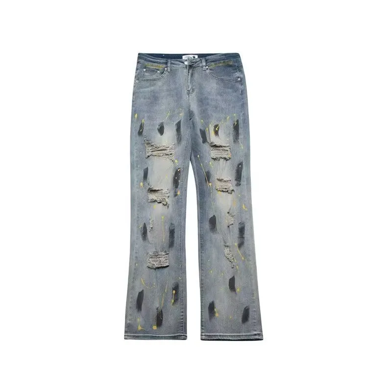 Urban High Street Graffiti Ripped Jeans