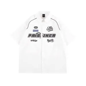Urban Letter Embroidery Short Sleeve Shirt