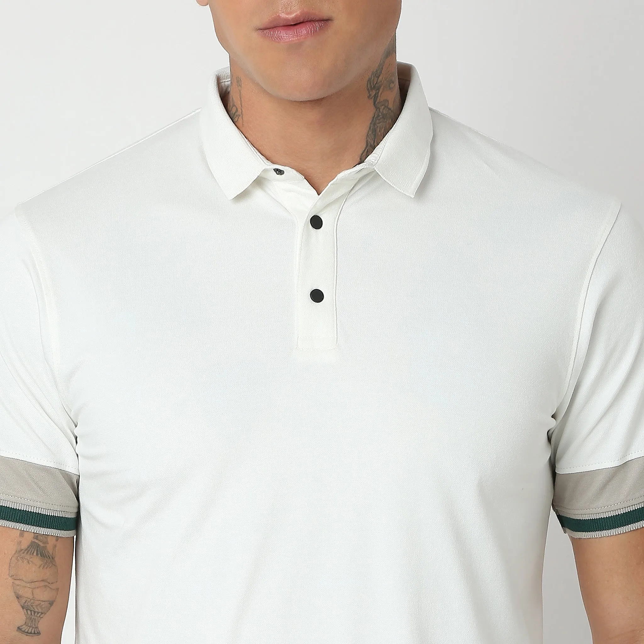 Urban Poloᵉˣ - with Efast Stretch - Micro Pique Solid with Contrast Sleeves - Regular Fit Solid Polo T-Shirt