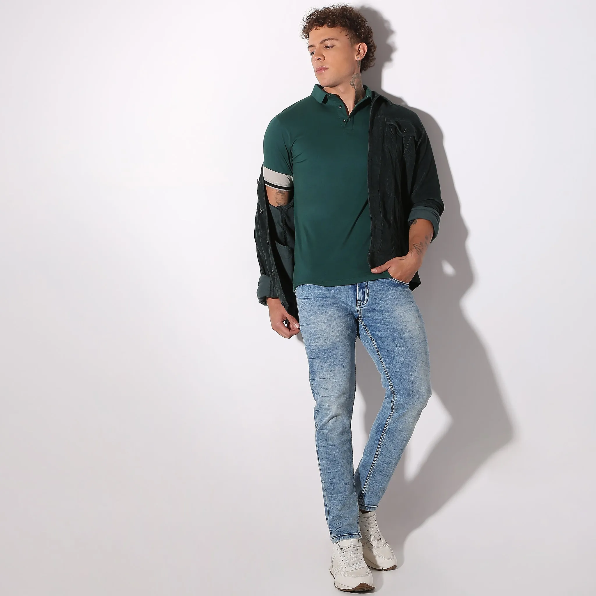 Urban Poloᵉˣ - with Efast Stretch - Micro Pique Solid with Contrast Sleeves - Regular Fit Solid Polo T-Shirt