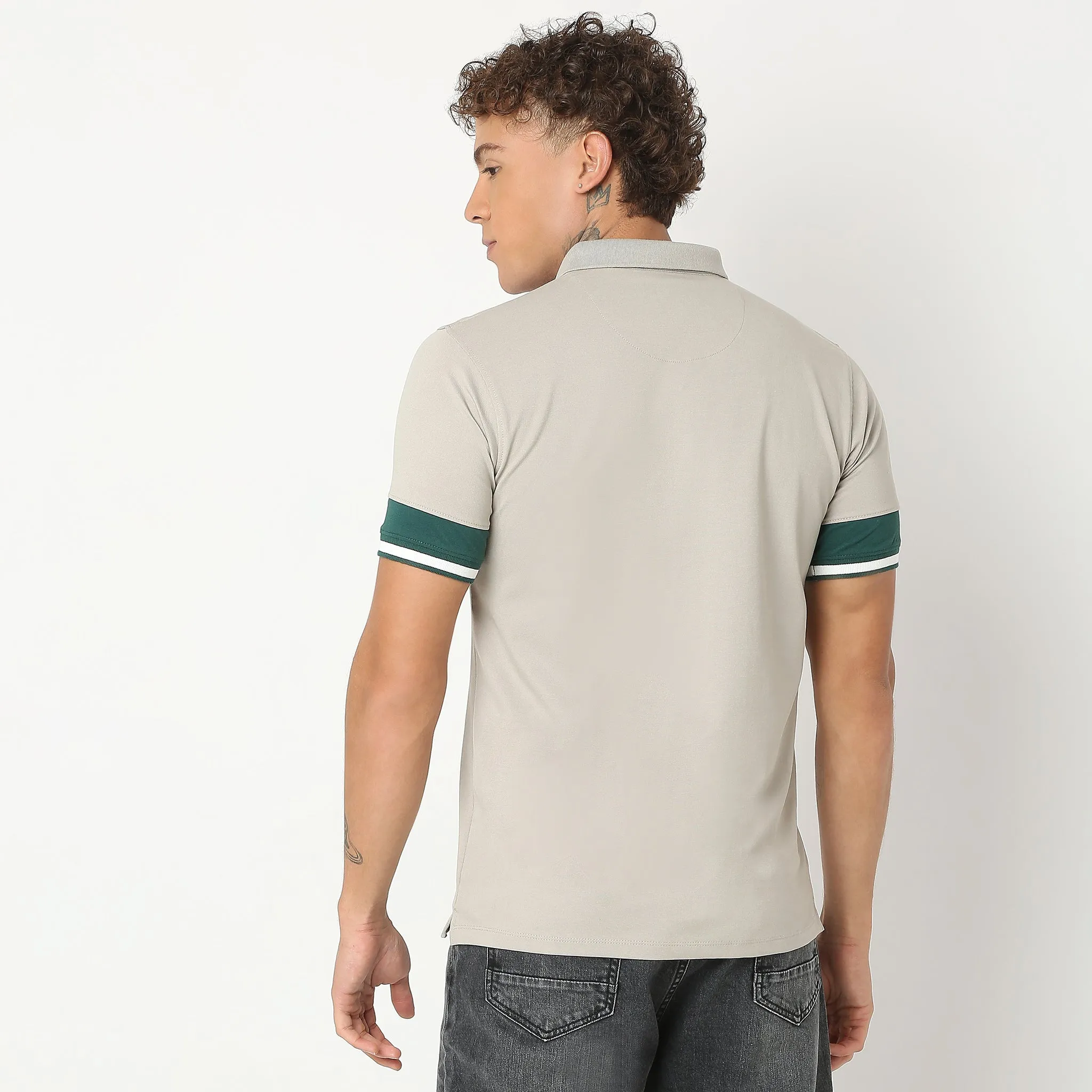 Urban Poloᵉˣ - with Efast Stretch - Micro Pique Solid with Contrast Sleeves - Regular Fit Solid Polo T-Shirt