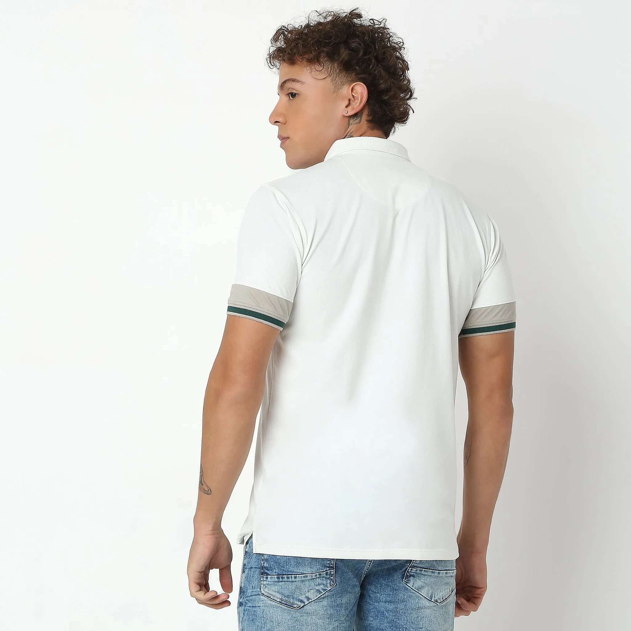 Urban Poloᵉˣ - with Efast Stretch - Micro Pique Solid with Contrast Sleeves - Regular Fit Solid Polo T-Shirt