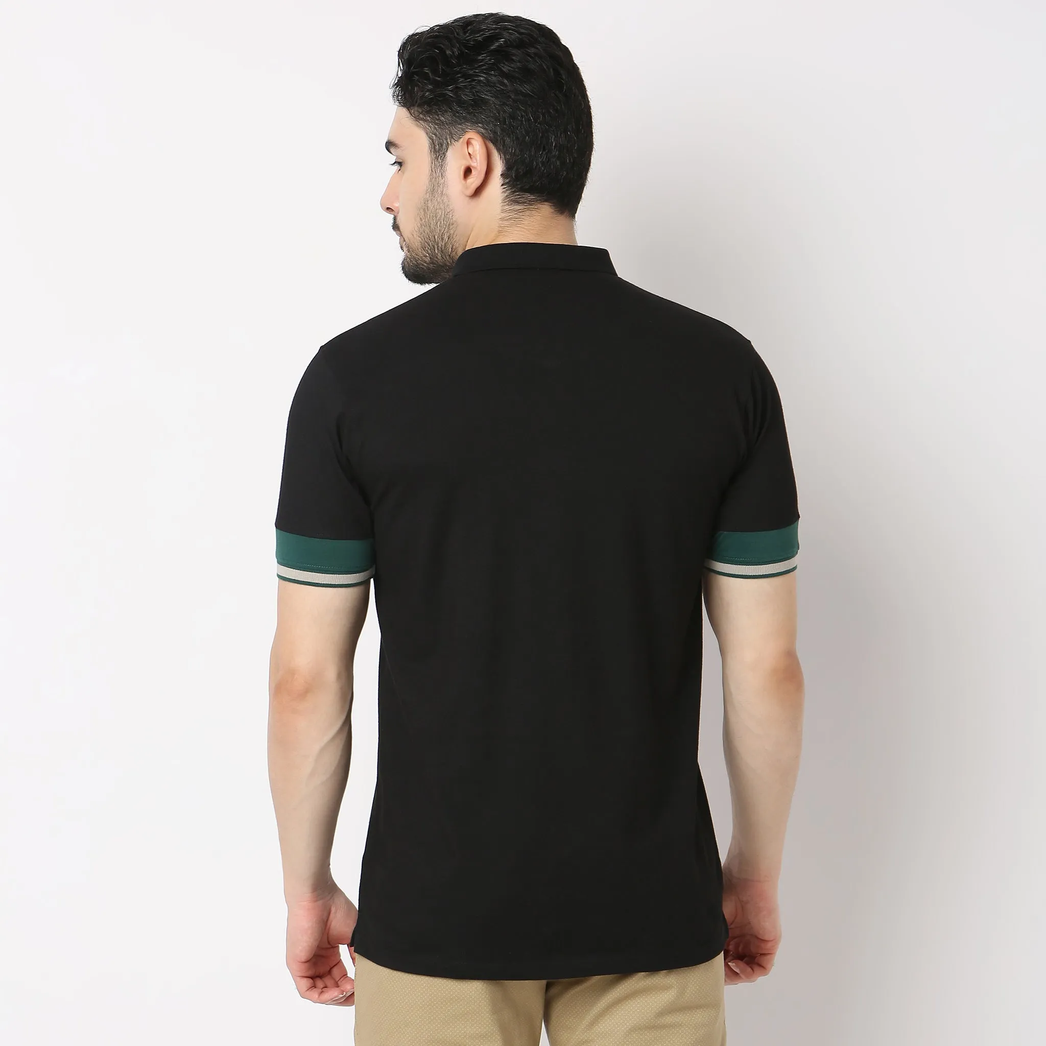 Urban Poloᵉˣ - with Efast Stretch - Micro Pique Solid with Contrast Sleeves - Regular Fit Solid Polo T-Shirt