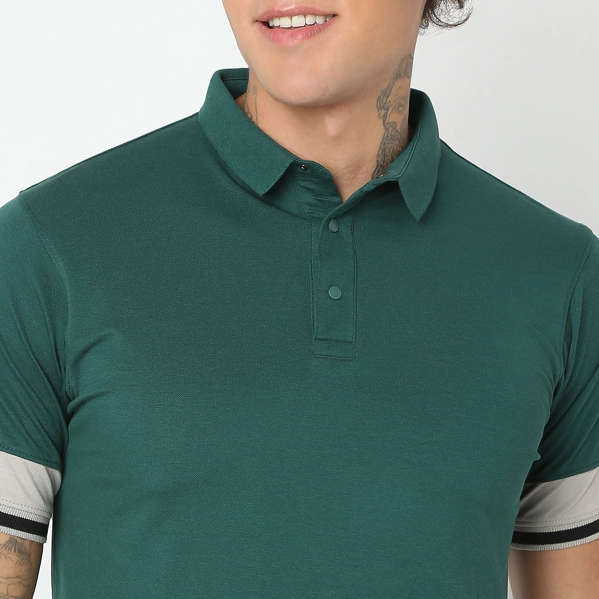 Urban Poloᵉˣ - with Efast Stretch - Micro Pique Solid with Contrast Sleeves - Regular Fit Solid Polo T-Shirt