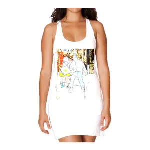 US Brand X Old's Kool Record Shopping Official Women's Tank Dress (White)