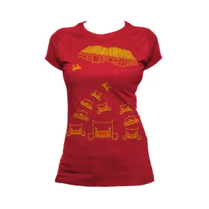 US Brand X Sci Funk Urban Invaders Official Women's T-Shirt (Red)