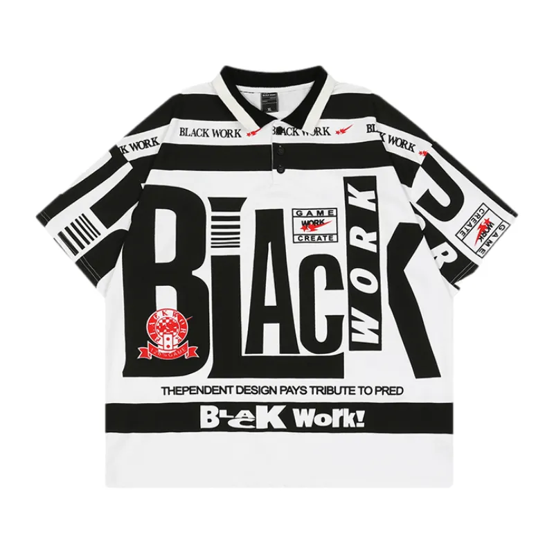 Vintage Black Work Polo Shirt