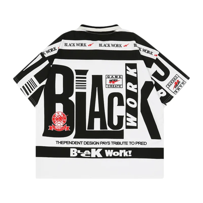 Vintage Black Work Polo Shirt