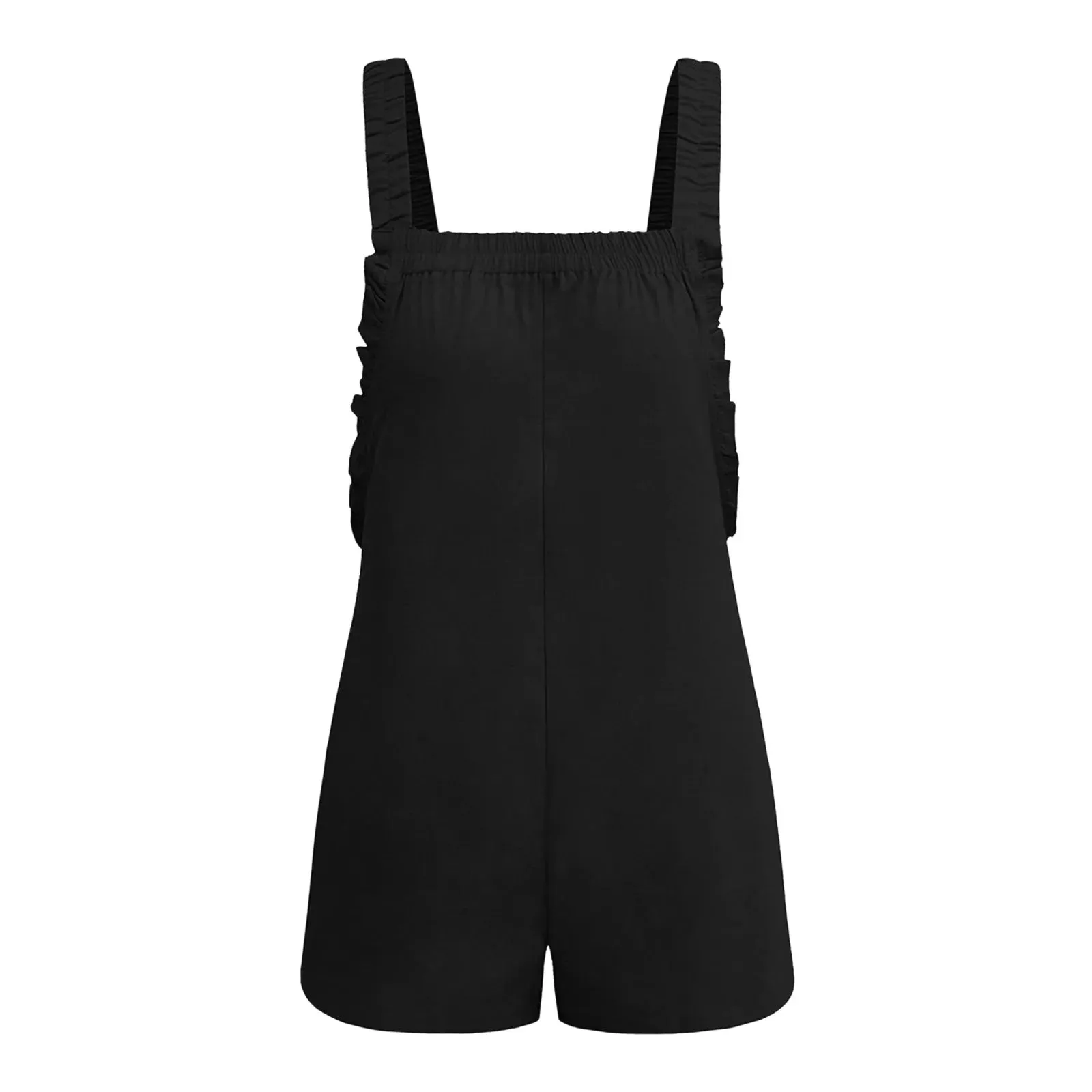 Women Ruffle Sleeveless Shorts Overall Sexy Backless Fitted Summer Rompers With Pockets Ladies Fashion Streetwear Jumpsuit