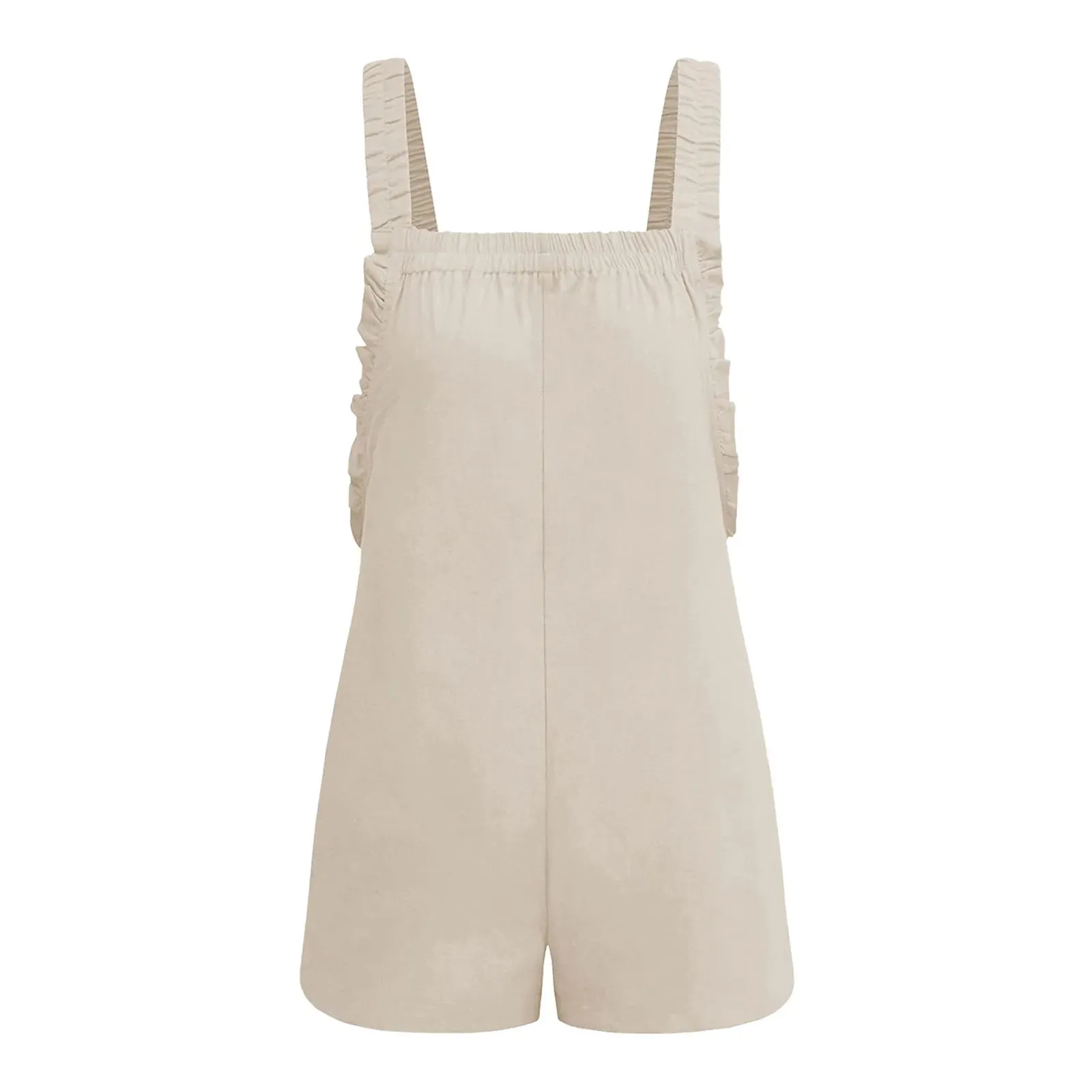 Women Ruffle Sleeveless Shorts Overall Sexy Backless Fitted Summer Rompers With Pockets Ladies Fashion Streetwear Jumpsuit